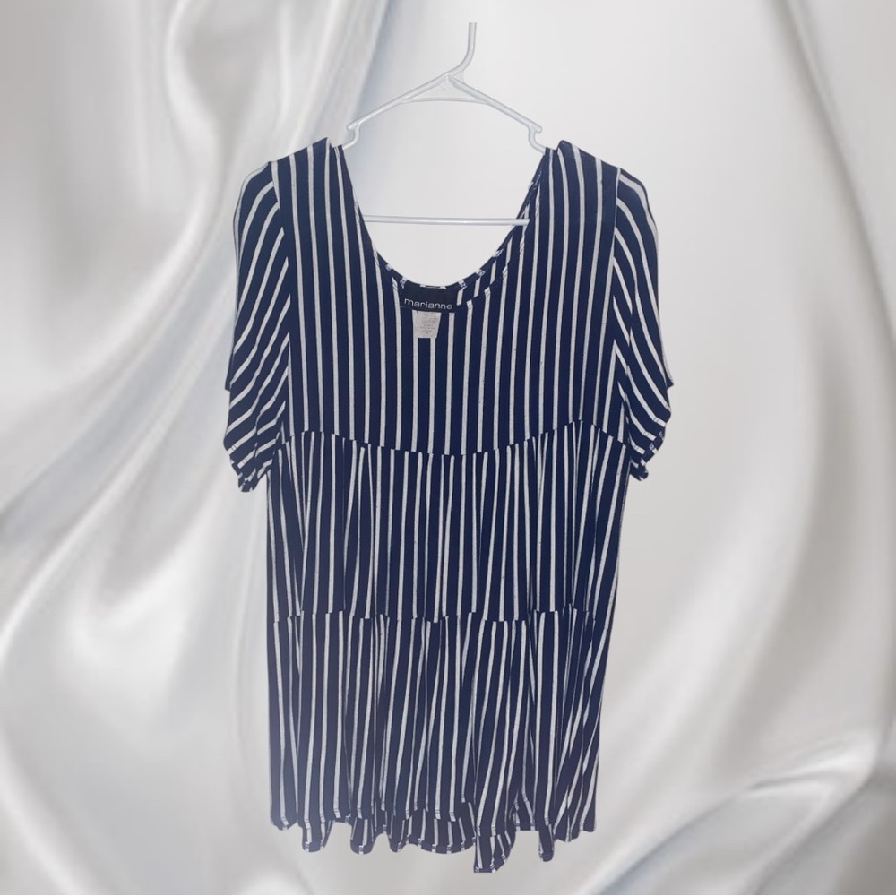 Navy Striped Women's Top